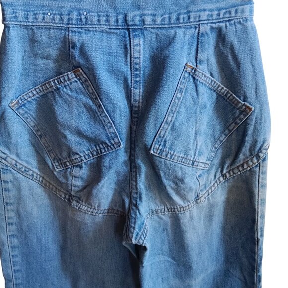 22x29 Vintage Jeans 1970's High-Waisted Wide Leg Denim Dual Front & Back Pockets - Picture 5 of 6